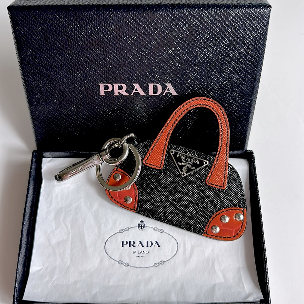 NWOT Prada keychain with box & tissue